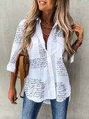 Camisa manga larga estampada de letra