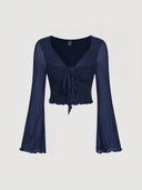 Blusa manga de campana con lazo frontal