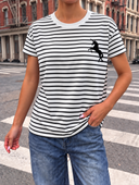 Franela a Rayas con Estampado de Unicornio - Estilo Casual y Fresco