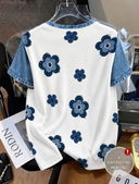 Franela con estampado en impresión ilusión demin