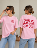 Camiseta unicolor con diseño grafico grande en la parte trasera