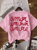 Camiseta unicolor con diseño grafico grande en la parte trasera