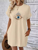 Vestido comodo holgado con impresion de ojo turco