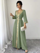Vestido de mujer con parches de lentejuelas y decoración de flecos (SIN CINTURON)