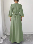 Vestido de mujer con parches de lentejuelas y decoración de flecos (SIN CINTURON)