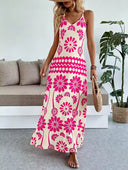 Vestido largo de tirante estampado