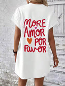 Vestido comodo holgado con letras impresas