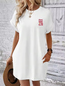 Vestido comodo holgado con letras impresas