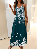 Vestido largo de tirante estampado