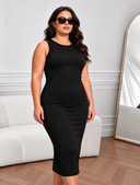 Vestido comodo recto unicolor Curvy