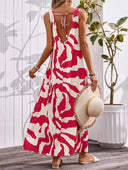 Maxi vestido sin mangas estampado tela rígida
