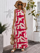 Maxi vestido sin mangas estampado tela rígida