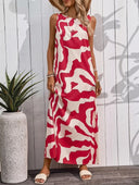 Maxi vestido sin mangas estampado tela rígida