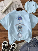 Franela unicolor con diseño impreso de tortuga