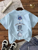 Franela unicolor con diseño impreso de tortuga