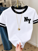 Franela unicolor con diseño impreso NY