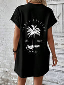 Vestido comodo holgado con letras impresas en la parte trasera