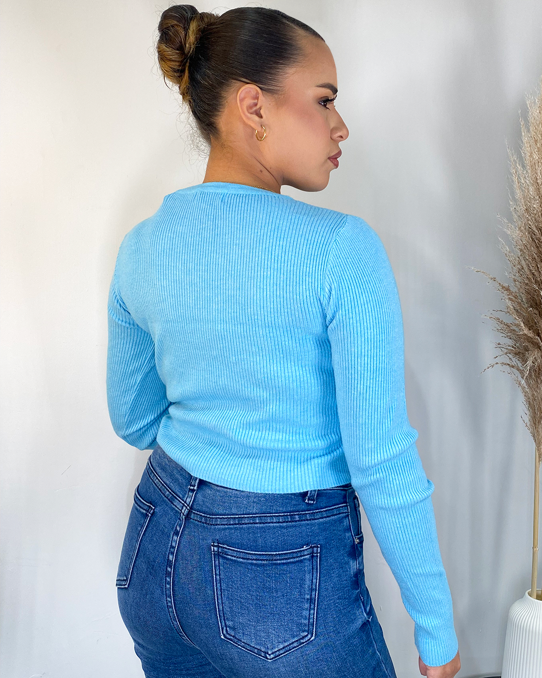 blusa manga larga con piedreria