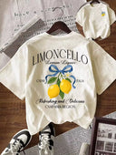 Franela unicolor con diseño impreso de limón en la parte trasera