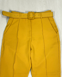 Straight trousers with pins and belt with buckle