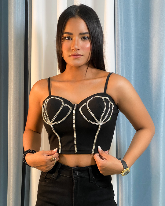 Corset con diseño de brillos