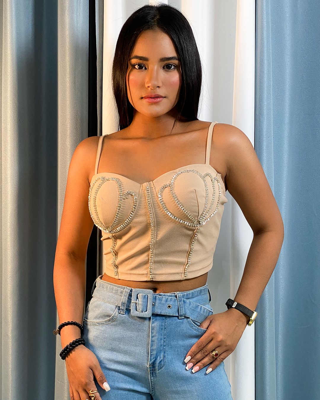 Corset con diseño de brillos