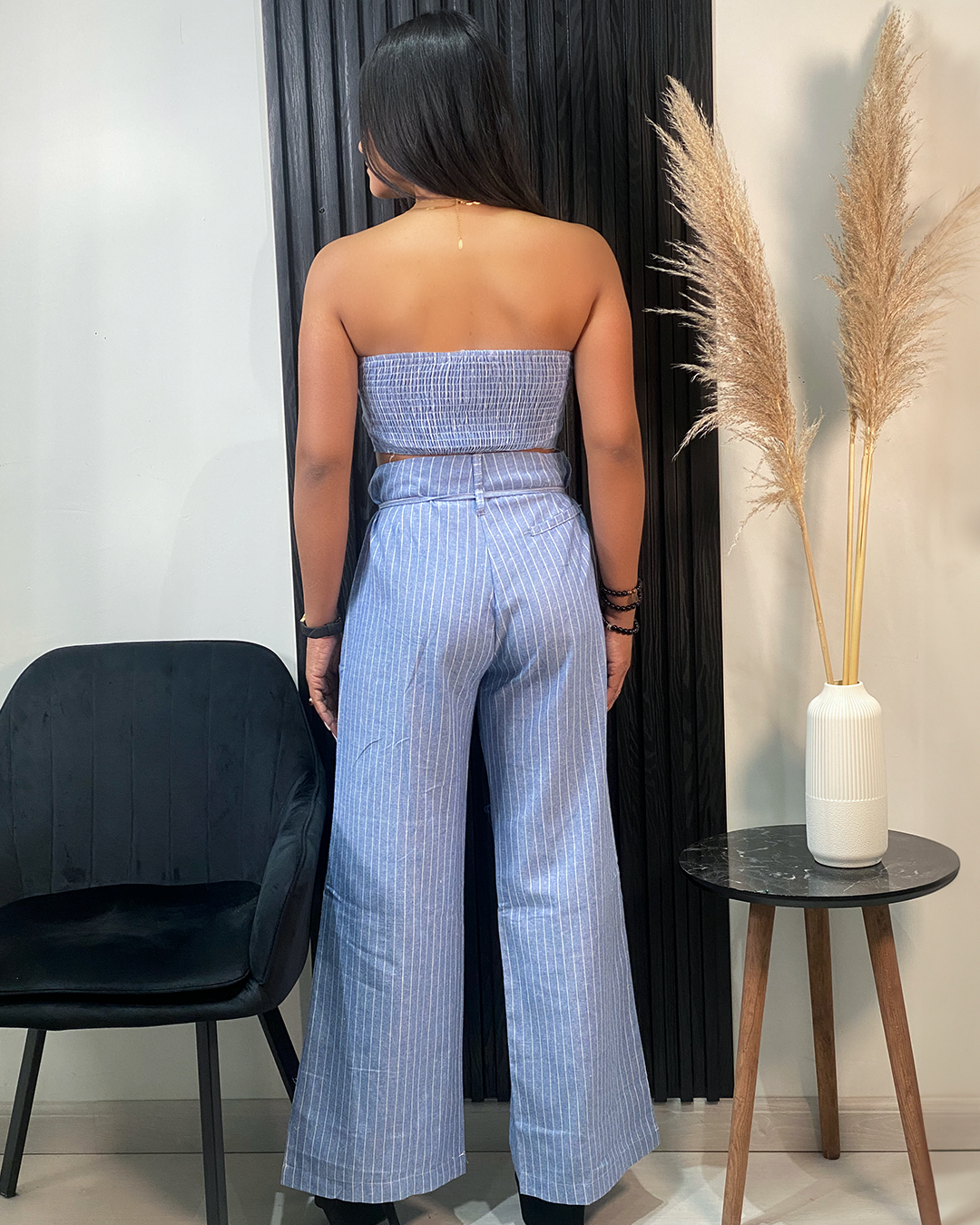 Conjunto Top Bandeau y Pantalón Palazzo