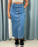 Falda jeans larga tipo cargo