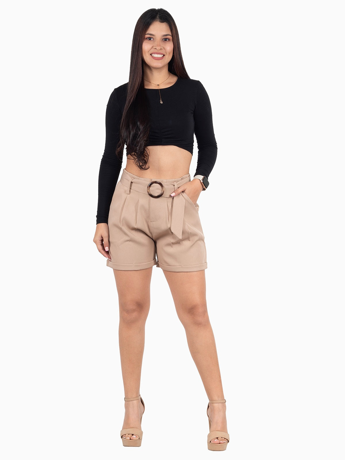 Shorts de vestir con cinturón