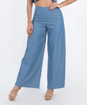Wide boot demin fabric pants