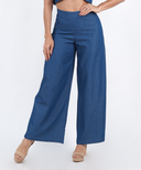 Wide boot demin fabric pants