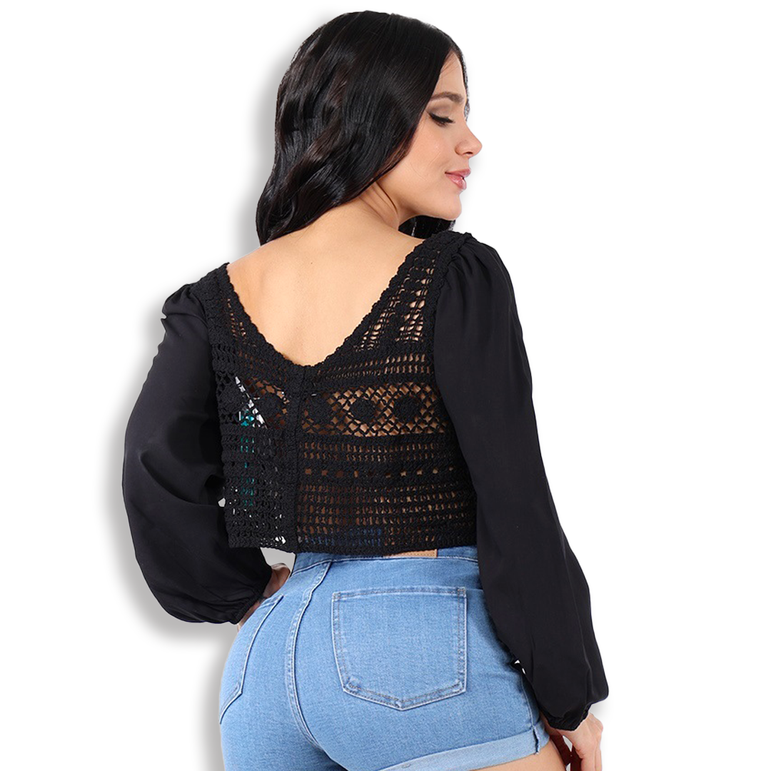 Crop tops tejido manga larga