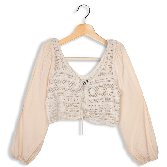 Crop tops tejido manga larga