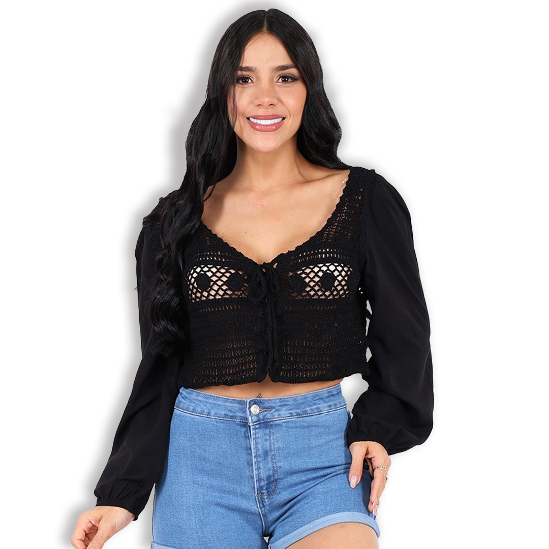 Crop tops tejido manga larga