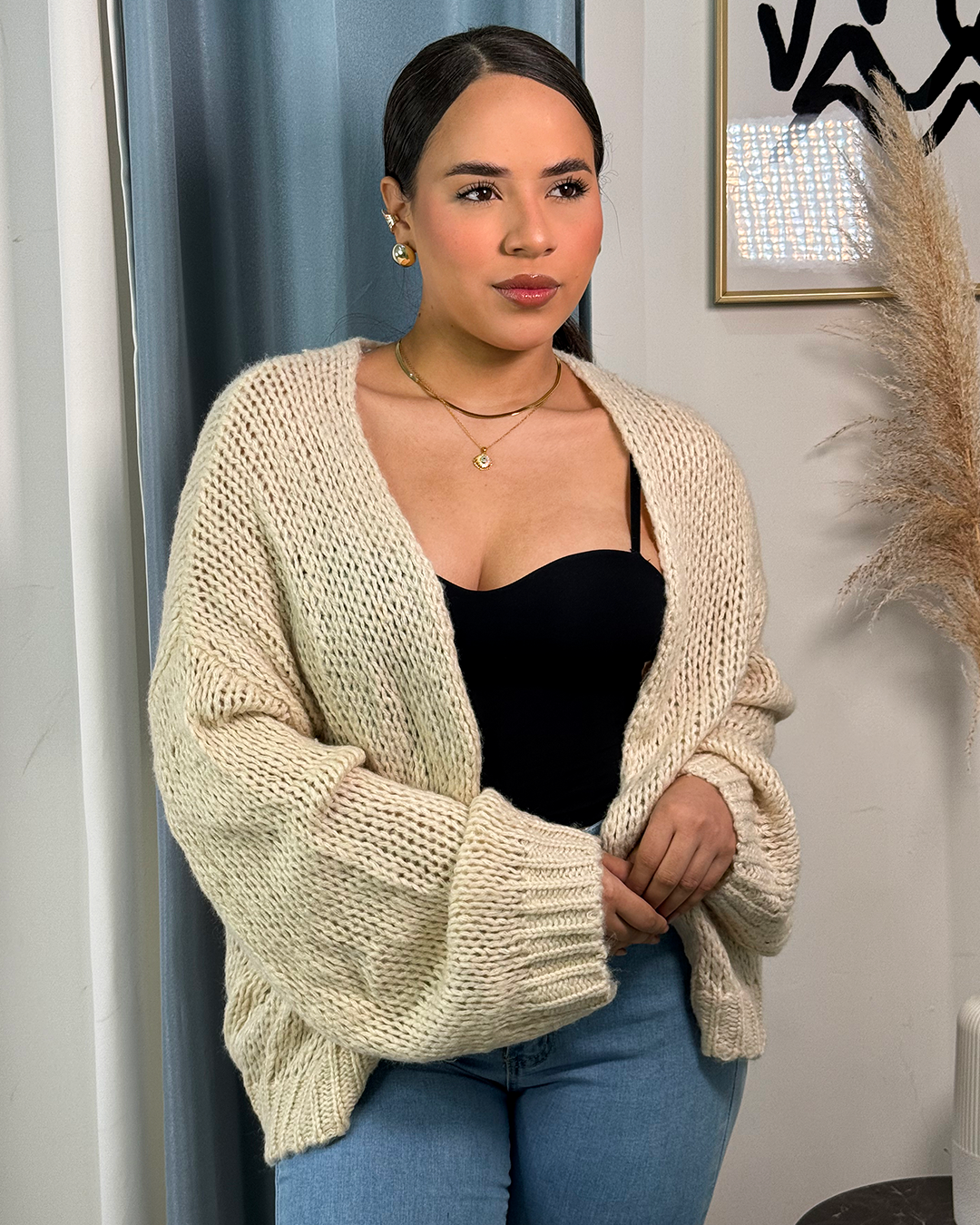 Sobretodo tejido holgado