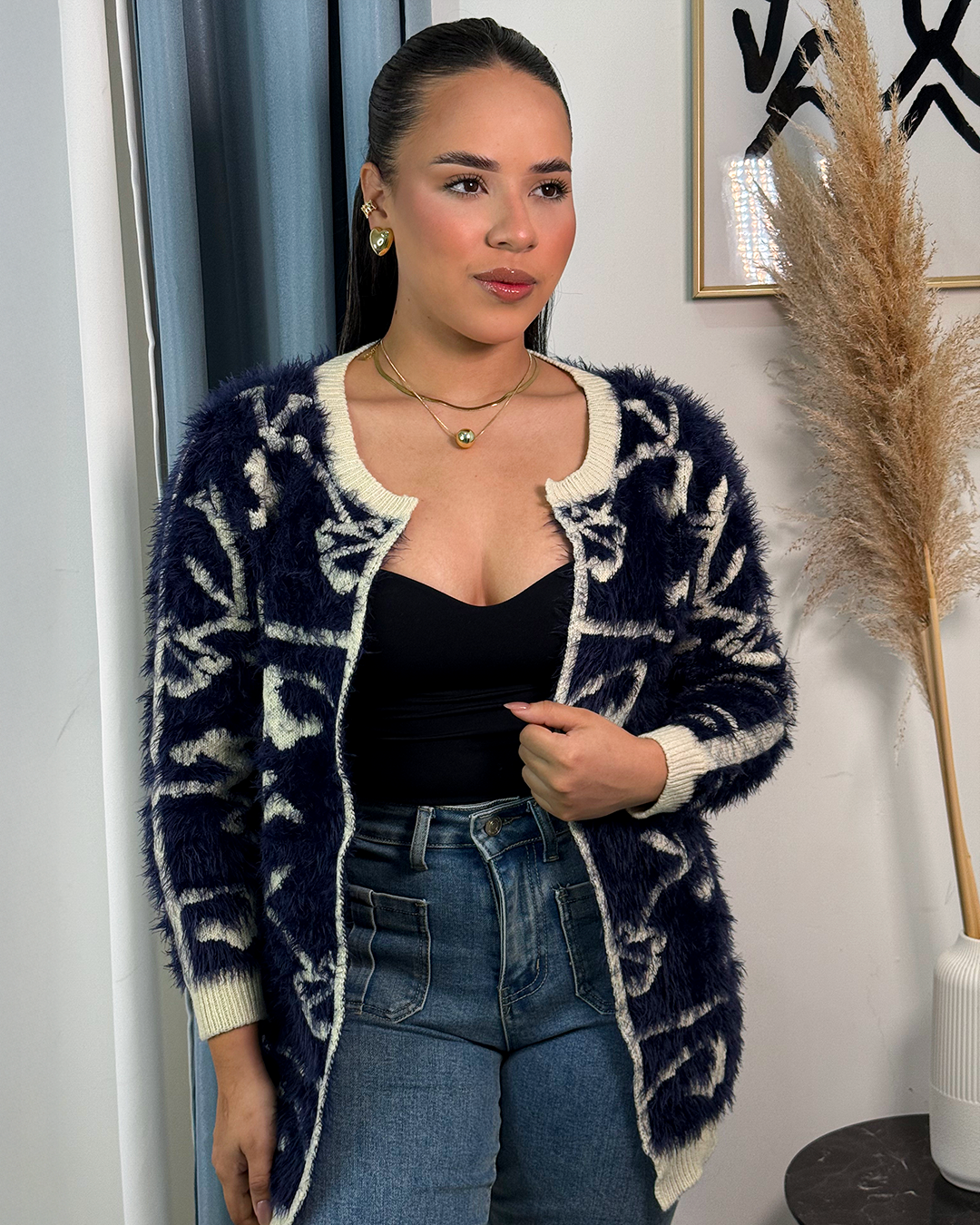 Sobretodo tejido estampado