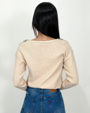 Sueter jersey con pedrería