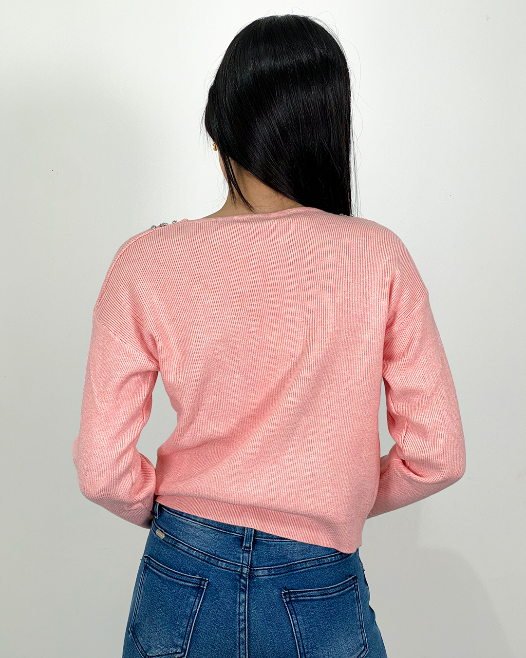 Sueter jersey con pedrería