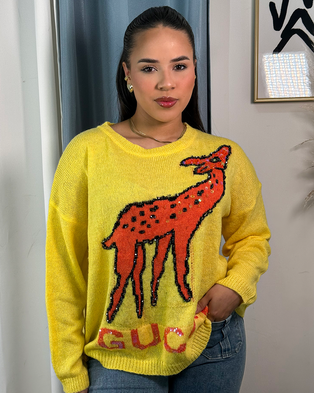 Sueter jersey con estampado