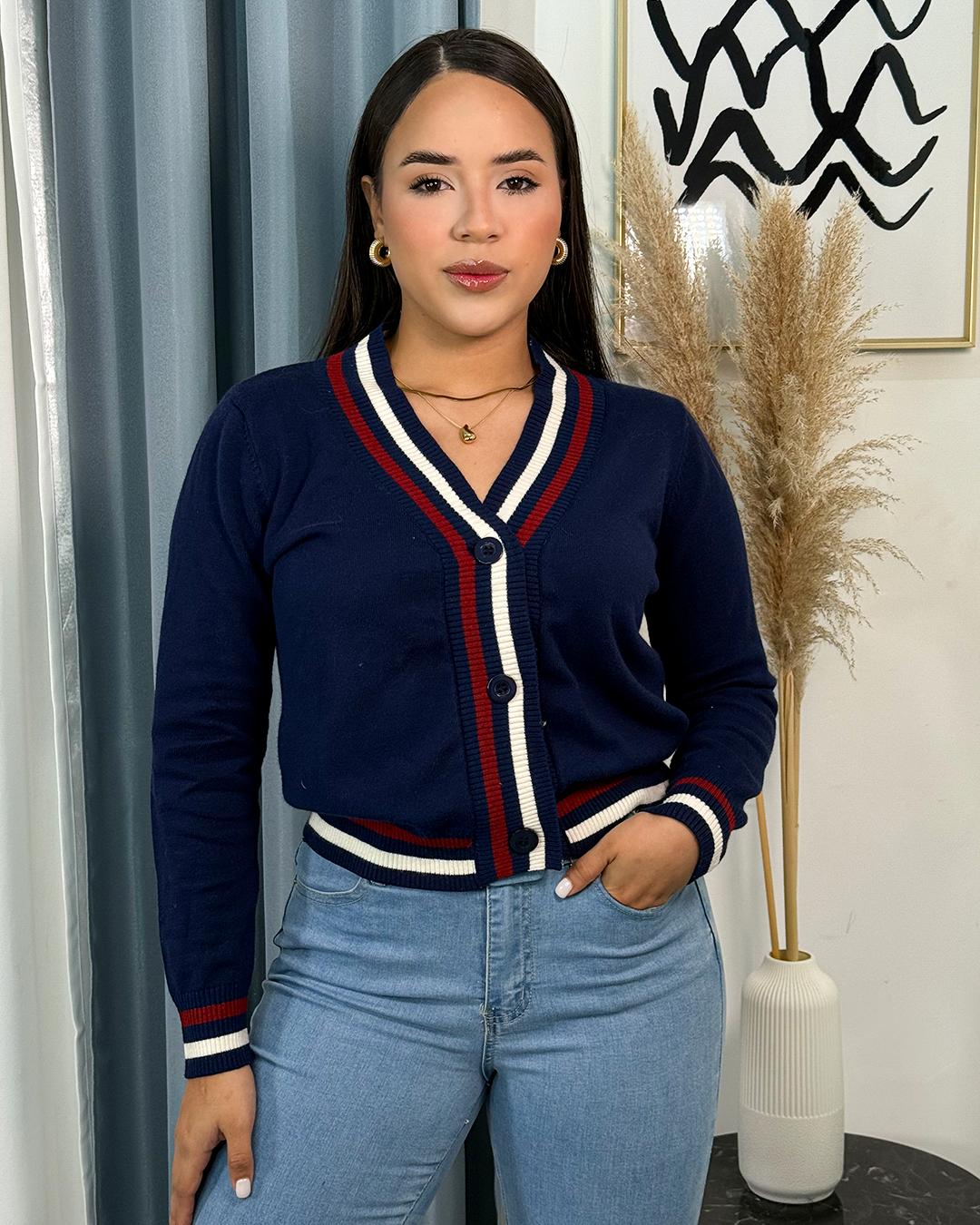 Sueter jersey de con diseño de rayas