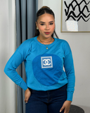 Sueter jersey holgado tejido