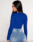 Camiseta de cuello cuadrado manga larga