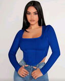 Camiseta de cuello cuadrado manga larga