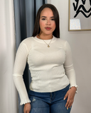 Sueter jersey tejido con descote