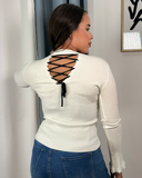 Sueter jersey tejido con descote