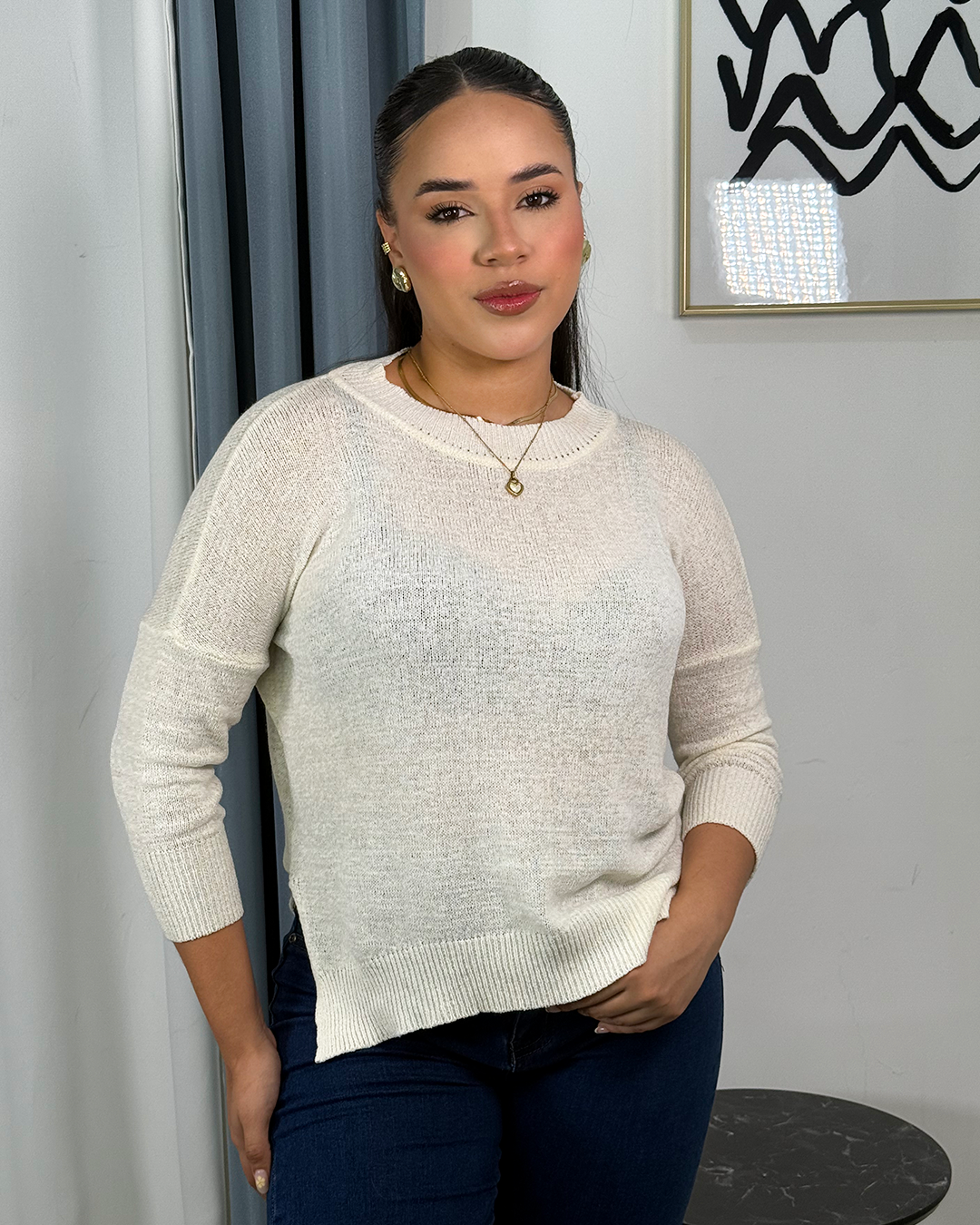 Sueter jersey tejido