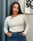 Sueter tejido hombros al aire unicolor