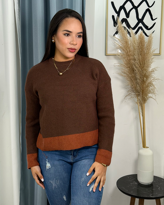Sueter jersey holgado con franja en el borde