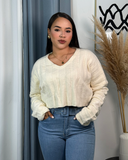 Sueter tejido corto acanalado