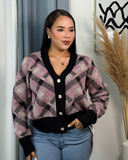 Sueter tejido con estampado de cuadros